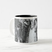 フランシス・ドレークをナイト爵に叙しているエリザベス女王一世 ツートーンマグカップ (正面左)