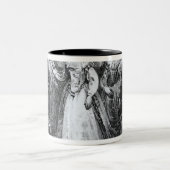 フランシス・ドレークをナイト爵に叙しているエリザベス女王一世 ツートーンマグカップ (中央)