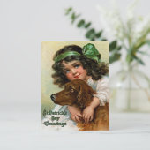 フランシス・ブルンジ:犬と女の子 ポストカード (スタンド正面)