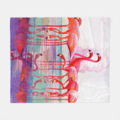 フランシス・リー・ジャケスのピンク・フラミンゴ フリースブランケット (正面(横))