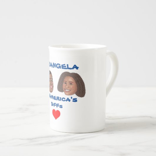 フランジェラの漫画の頭のマグ ボーンチャイナマグカップ (正面右)