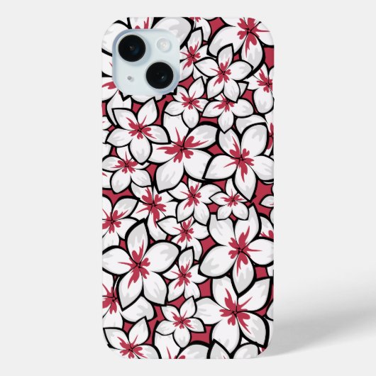 フランジパニパターン明るい赤紫色ピンクと白 Case-Mate iPhoneケース (裏面)