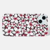 フランジパニパターン明るい赤紫色ピンクと白 Case-Mate iPhoneケース (裏面 (横))
