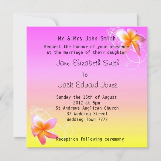 フランジパニビーチ結婚式カスタム招待状 招待状 (正面)
