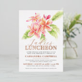フランジパニフローラレディースランチョンバースデー 箔招待状 (立ち正面)
