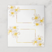 フランジパニフローラ水彩白色金ゴールド結婚ズ プレイスカード (外部開封)