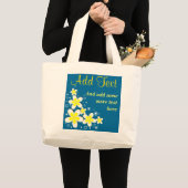 フランジパニプルメリアフローラブルーラージトートバッグ ラージトートバッグ (正面(商品))