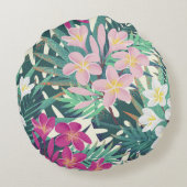 フランジパニ熱帯性：ピンク – ホワイトヴィンテージ。 ラウンドクッション (裏面)