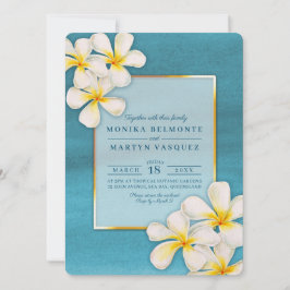 フランジパニ白熱帯花結婚芸術 招待状