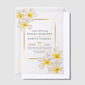 フランジパニ白金ゴールドトロピカル結婚ズ ベラム紙招待状 (オフセット)