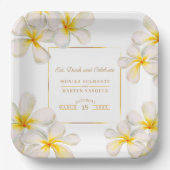 フランジパニ白金ゴールドトロピカル結婚ズ ペーパープレート (正面)