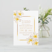フランジパニ白金ゴールド熱帯再計画型結婚の 招待状 (スタンド正面)