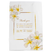 フランジパニ白金ゴールド熱帯花結婚芸術 ミディアムペーパーバッグ (裏面)