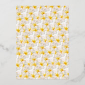 フランジパニ白金ゴールド熱帯花結婚芸術 箔招待状 (裏面)