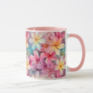 フランジパニ花カラフル熱帯パターン(の模様が)ある マグカップ