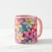 フランジパニ花カラフル熱帯パターン(の模様が)ある マグカップ (正面右)