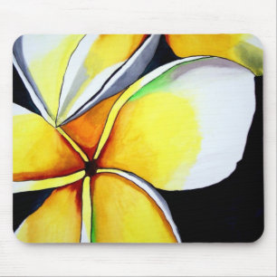 フランジパニ花水彩オリジナルアート絵画ズ マウスパッド