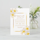 フランジパニ金ゴールド熱帯の後結婚パーティー 招待状 (スタンド正面)