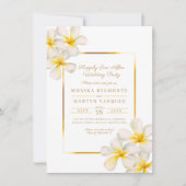 フランジパニ金ゴールド熱帯の後結婚パーティー 招待状 (正面)
