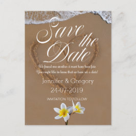 フランジパニ/プルメリアビーチアイランド日付を保存 案内ポストカード