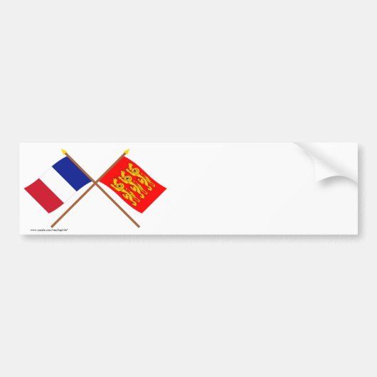 フランスおよびHaute-Normandieの交差させた旗 バンパーステッカー (正面)