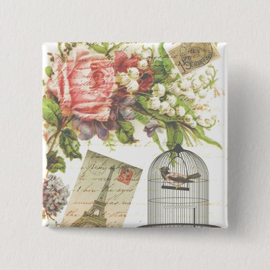 フランスからはがきボタン 缶バッジ (正面)