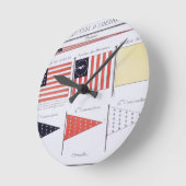 フランスからアメリカの海旗とペナント ラウンド壁時計 (傾斜)