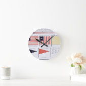 フランスからアメリカの海旗とペナント ラウンド壁時計 (ホーム)