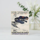 フランスからクールのスキーポスター付きポストカード ポストカード (スタンド正面)