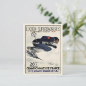 フランスからクールのスキーポスター付きポストカード ポストカード (スタンド正面)