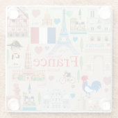 フランスかわいいアイコン ガラスコースター (裏面)