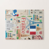 フランスかわいいアイコン ジグソーパズル (横)