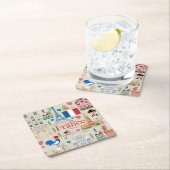 フランスかわいいアイコン スクエアペーパーコースター (インサイチュ)