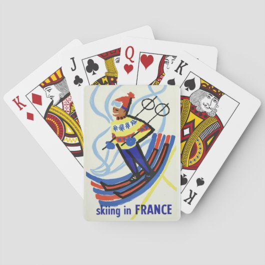 フランスでのスキーを描いたヴィンテージな旅行ポスター トランプ (裏面)