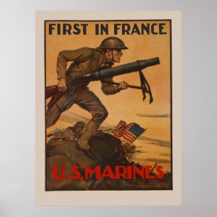 フランスで初めて – 米海兵隊 ポスター