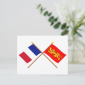 フランスとアキテーヌの交差国旗 ポストカード (スタンド正面)