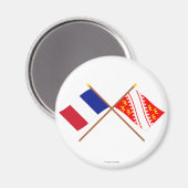 フランスとアルザスの交差した国旗 マグネット (正面/裏面)