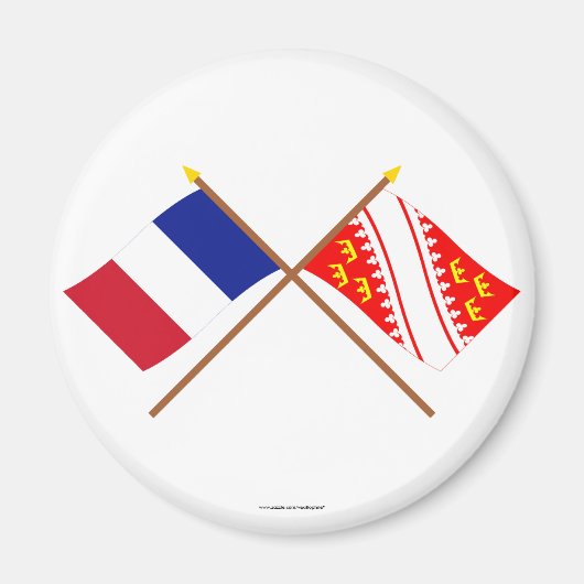 フランスとアルザスの交差した国旗 マグネット (正面)