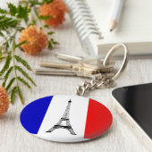 フランスとエッフェルタワーの赤白青の国旗 キーホルダー (側面)
