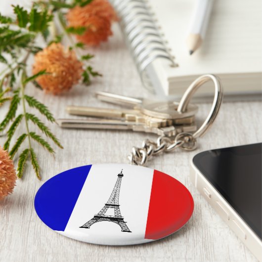 フランスとエッフェルタワーの赤白青の国旗 キーホルダー (側面)