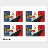 フランスとエッフェル塔と自由の女神 長方形シール (シート)