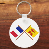 フランスとオート=ピレネーの交差した国旗 キーホルダー (正面)