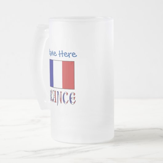 フランスとフラッフランスのグブルーの個人用設定 フロストグラスビールジョッキ (正面左)