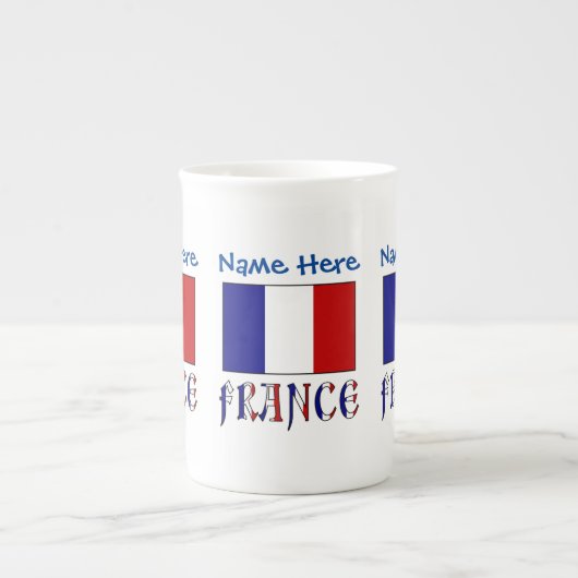 フランスとフラッフランスのグブルーの個人用設定 ボーンチャイナマグカップ (正面)