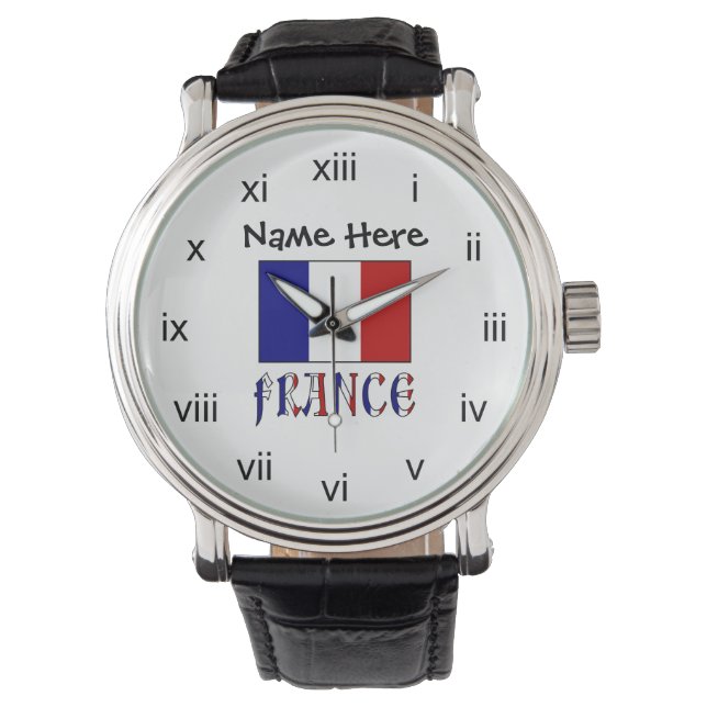 フランスとフランス国旗のカスタマイズ商品 腕時計 (正面)