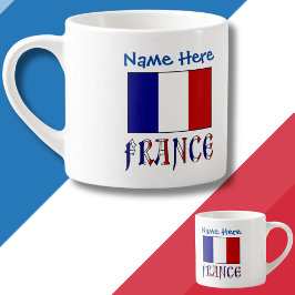 フランスとフランス国旗ブルーのパーソナライズ エスプレッソカップ