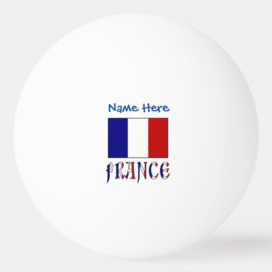 フランスとフランス国旗ブルーのパーソナライズ 卓球ボール (正面)