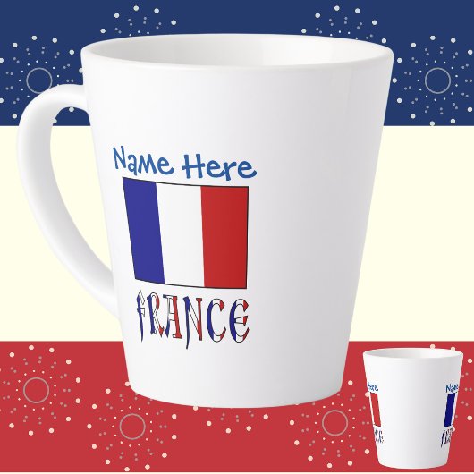 フランスとフランス国旗ブルーのパーソナライズ 小 カフェラテマグ
