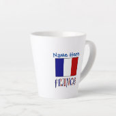 フランスとフランス国旗ブルーのパーソナライズ 小 カフェラテマグ (右アングル)
