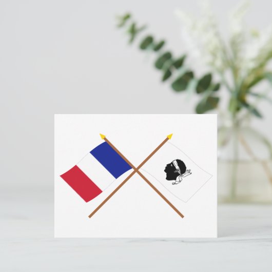フランスとラ・コルセの交差国旗 ポストカード (スタンド正面)
